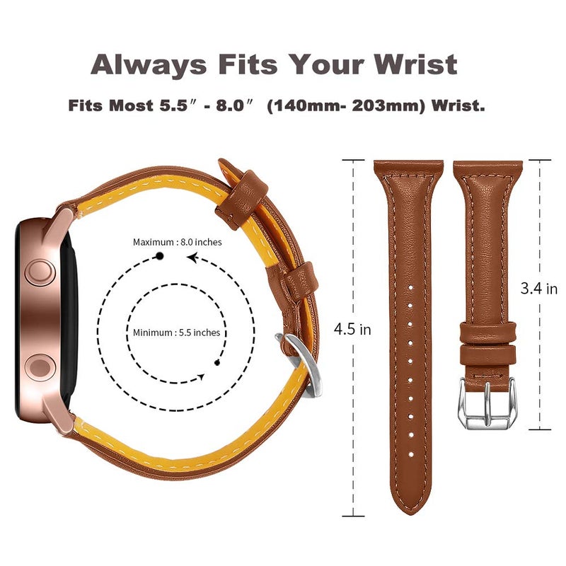 JOYOZY Slim Bands Compatible with Samsung Watch 7/6/5/4 40mm 44mm/Watch5 pro 45mm/Galaxy Watch FE 40mm/Active2 40mm 44mm/Galaxy Watch 6/4 Classic,Genuine Leather Wristband Strap 20mm Quick Release Band - Image 2